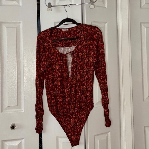 Free People Brown Floral Keyhole Bodysuit - Picture 4 of 5